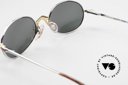 Bugatti 22126 Rare Oval 90's Vintage Shades, with solid G15 green sun lenses for 100% UV protection, Made for Men