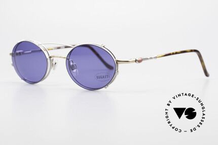 Bugatti 31239 Vintage Glasses with Clip On, eyeglass-frame with practical clip (sun lenses), Made for Men