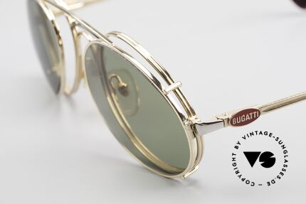 Bugatti 03308 True 80's Frame With Clip On, bicolor frame (gold & silver) with practical CLIP-ON, Made for Men