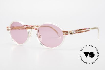 Cazal 510 Oval Pink Vintage Sunglasses, special edition with crystal clear frame - truly unique!, Made for Women