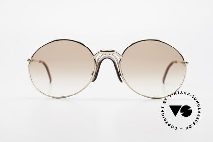 Porsche 5658 Round Vintage Sunglasses 90s, gold-plated frame with comfortable 'saddle bridge', Made for Men