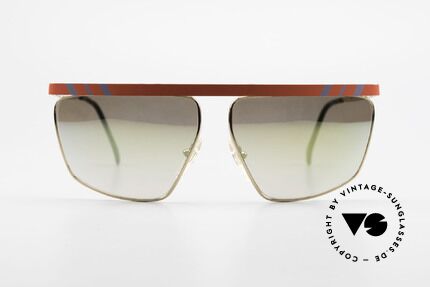 Casanova CN7 Luxury Sunglasses Mirrored, GOLD-PLATED frame with red bar and gray stripes, Made for Men and Women