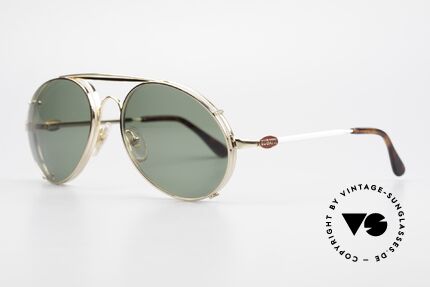 Bugatti 65987 80's Vintage Frame Clip On, eyeglass-frame with practical clip (sun lenses), Made for Men