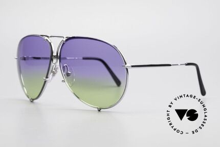 Porsche 5623 Collector's Sunglasses Vertu, CUSTOMIZED: double gradient purple/green sun lenses, Made for Men and Women