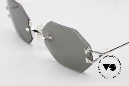 Cartier Rimless Octag - M Octagonal Luxury Sunglasses, precious OCTAG designer shades; Platinum-PLATED, Made for Men and Women