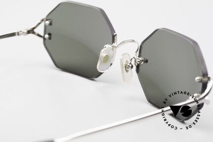 Cartier Rimless Octag - M Octagonal Luxury Sunglasses, with new CR39 UV400 lenses in gray-green G15 color, Made for Men and Women
