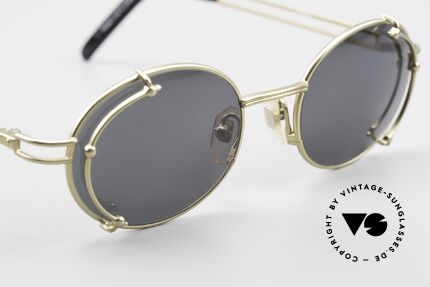 Yohji Yamamoto 52-4107 Oval 90's Designer Sunglasses, very interesting frame finish in a kind of "antique gold", Made for Men and Women