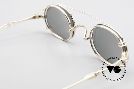 Lunor - Telescopic Sliding Temples And Clip On, the gold-plated frame comes with an orig. Clip On + case, Made for Men and Women