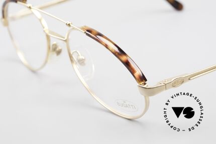 Bugatti 03081 90's Men's Glasses True Vintage, dulled gold frame with tortoise bar / appliqué, Made for Men