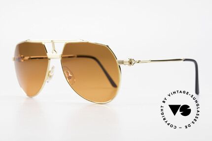 Maserati 6130 Luxury Aviator Sunglasses 80's, hard gold-plated metal frame in medium size 58/15, 135, Made for Men