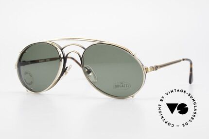 Bugatti 07823 Old 80's Glasses With Clip On, classic Bugatti 'sunglass' design' from approx. 1989, Made for Men
