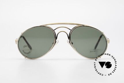 Bugatti 07823 Old 80's Glasses With Clip On, distinctive Bugatti 'tear drop' shape; in 52mm size, Made for Men
