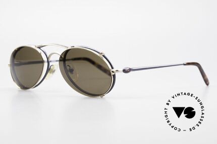 Bugatti 23444 Old 90's Glasses With Clip On, great contrast between frame (size 53/20) & Clip on, Made for Men