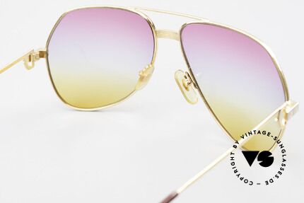 Cartier Vendome Santos - L Rare 80's Aviator Sunglasses, sun lenses look like a sunrise (from reddish to yellow), Made for Men