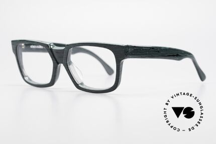 Alain Mikli 0143 / 285 Striking 1980's Eyeglasses, green-black marbled, top-notch quality, handmade!, Made for Men and Women