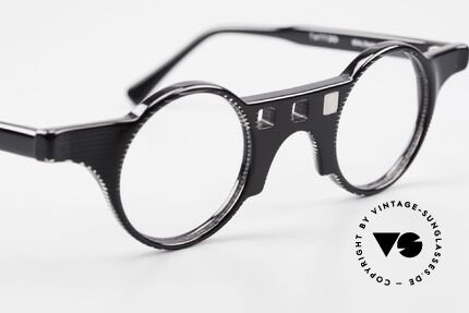 Tattoo Karfunkel 2 Fancy Vintage Eyeglasses, 1x crystal with a blue stone & 1x black with silver, Made for Women