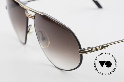 Ferrari F12 Retro Sunglasses Old Original, black/gold/red frame with brown-gradient sun lenses, Made for Men