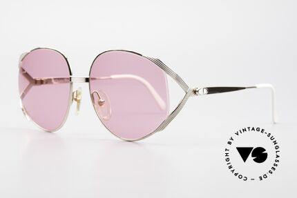 Christian Dior 2387 Ladies Pink 80's Sunglasses, gold-plated metal frame + beige/white accents, Made for Women