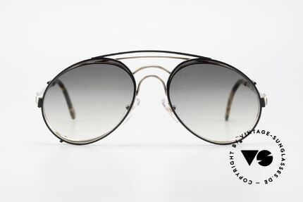 Bugatti 07823 Old 80's Glasses With Sun Clip, distinctive Bugatti 'tear drop' shape; in 52mm size, Made for Men