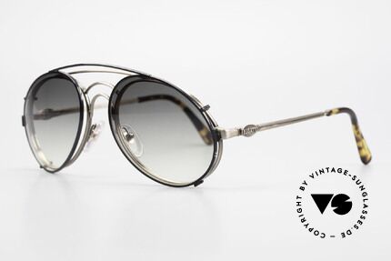 Bugatti 07823 Old 80's Glasses With Sun Clip, with flexible spring hinges (1. class wearing comfort), Made for Men