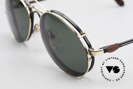 Bugatti 03327 Men's 80's Eyeglasses Clip On, very noble: black frame, red Bugatti logo, golden clip, Made for Men