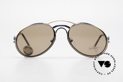 Bugatti 03328 Men's 80's Clip On Sunglasses, distinctive BUGATTI 'tear drop' shape; in 50mm size, Made for Men