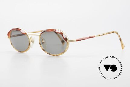Alain Mikli 2149 / 04001 Oval Vintage Ladies Shades, with small red sun shields (blinds) above the lenses, Made for Women