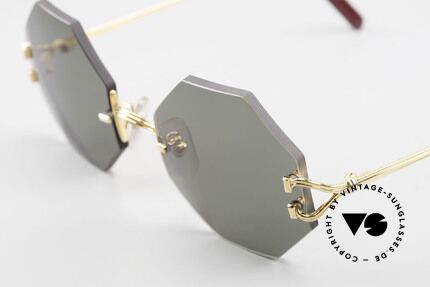 Cartier Rimless Octag Rimless Octagonal Sunglasses, precious OCTAG designer shades; 22kt GOLD-plated, Made for Men and Women