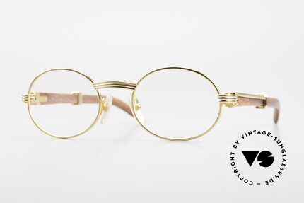 Cartier Giverny Oval Wood Glasses Gold Plated, precious oval CARTIER vintage sunglasses from 1990, Made for Men and Women