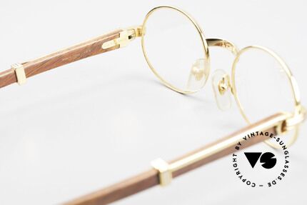 Cartier Giverny Oval Wood Glasses Gold Plated, Size: small, Made for Men and Women