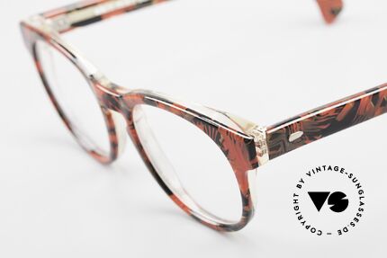 Alain Mikli 903 / 687 Patterned 80's Panto Glasses, handmade quality (red/black marbled), small size, Made for Men and Women