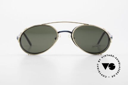 Bugatti 05728 Rare 90's Eyeglasses Clip On, noble frame finish (a mix of anthracite/blue metallic), Made for Men