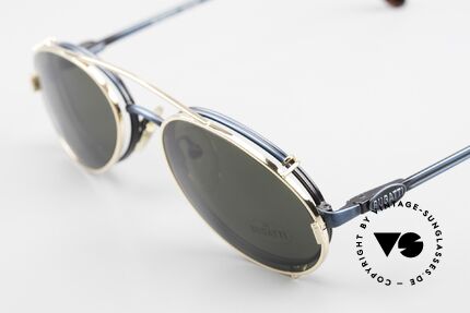 Bugatti 05728 Rare 90's Eyeglasses Clip On, 1st class wearing comfort & with gold-plated Clip-On, Made for Men