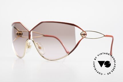 Christian Dior 2345 90s Designer Sunglasses Ladies, front: gold-plated and red finished (très chic), Made for Women