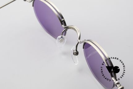 Jean Paul Gaultier 55-7108 Small Panto Sunglasses 90's, purple sun lenses can be replaced with prescriptions, Made for Men and Women