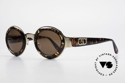 Christian Dior 2037 Round Ladies Sunglasses 90's, great combination of materials, colors and pattern, Made for Women