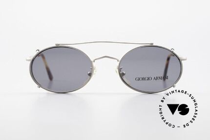 Giorgio Armani 131 Eyeglass-Frame With Sun Clip, matt-silver metal frame & a sun clip in matt-silver, Made for Men and Women