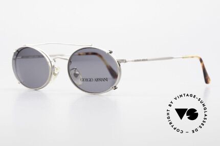 Giorgio Armani 131 Eyeglass-Frame With Sun Clip, a timeless 1980's model in tangible premium quality, Made for Men and Women