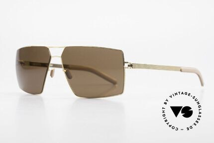 Mykita Viktor Square Designer Sunglasses, VIKTOR Goldline, brown-solid lenses, in LARGE size!, Made for Men