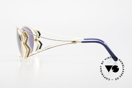 Paloma Picasso 3707 90's Sunglasses Gold-Plated, gentrified metal frame with shiny rhinestone appliqué, Made for Women