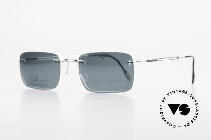 Longines 4367 Rimless Specs Polarized Clip, never worn (like all our 90's rimless eyeglass-frames), Made for Men