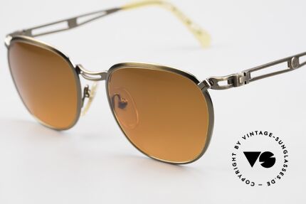 Jean Paul Gaultier 56-2177 Sunset Lenses Orange Gradient, brushed brass frame & orange-gradient sun lenses, Made for Men and Women