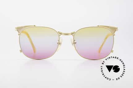 Jean Paul Gaultier 56-2175 Yellow Pink Gradient Lenses, timeless 90's designer frame; sober & elegant, Made for Men and Women