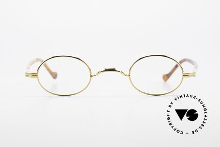 Lunor II A 04 XS Eyeglasses Oval Gold Plated, full rim metal frame with sophisticated acetate temples, Made for Men and Women
