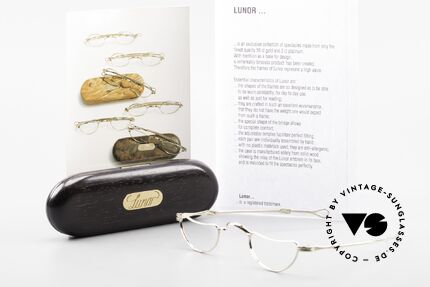 Lunor Goldbrille Solid Gold Glasses 16ct Frame, Size: extra small, Made for Men and Women