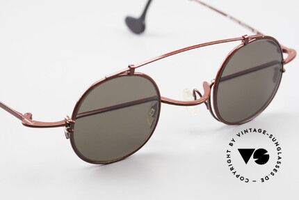 Theo Belgium Gordon Reading Glasses With Clip On, unworn, one of a kind (like all our rare vintage Theos), Made for Men and Women
