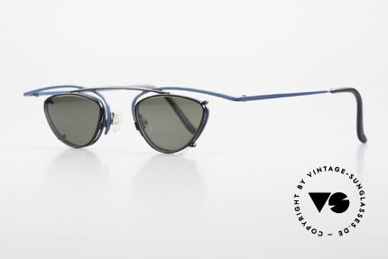 Theo Belgium Rhum Designer Glasses With Clip On, dark turquois metallic frame with dulled black Clip On, Made for Men and Women