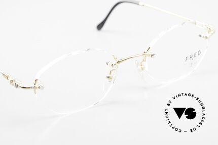 Fred Fidji Rimless Round Luxury Glasses, precious bicolor edition (rosé-gold & platinum-plated), Made for Men and Women
