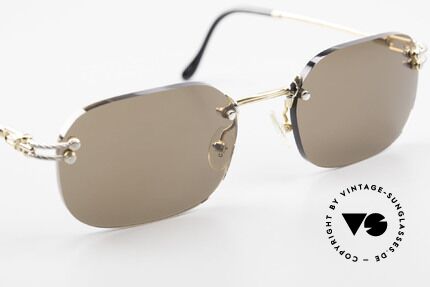 Fred Orcade Rimless Luxury Sunglasses 90s, precious bicolor edition: gold-plated & platinum-plated, Made for Men