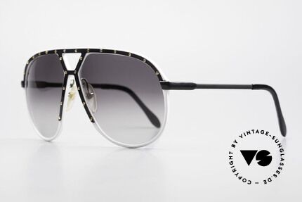 Alpina M1 Limited 80's White Black Gold, with dark gray-gradient sun lenses (100% UV prot.), Made for Men